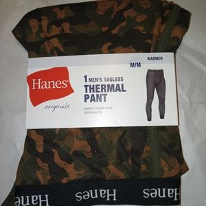 Men's Hanes Tagless Thermal Pant Long Underwear Camo, medium